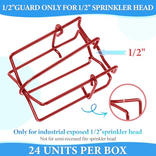 Shimeyao 24 Pcs 1/2" Red Fire Sprinkler Head Cage Guard Protector Cover Watering Equipment System Sprinkler Bracket for Pendent Upright Horizontal Sidewall Double Hook Ceiling Mount by Shimeyao - Image 2