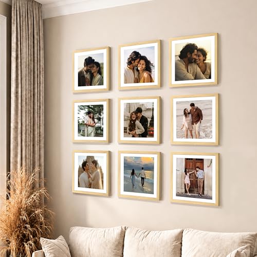 Image of Art Street Premium Photo Frame for living room, Classic Aesthetic Design Photo Frames for Photograph, Art Work, Kids Room Set of 9 (12x12 Inch, Beige)