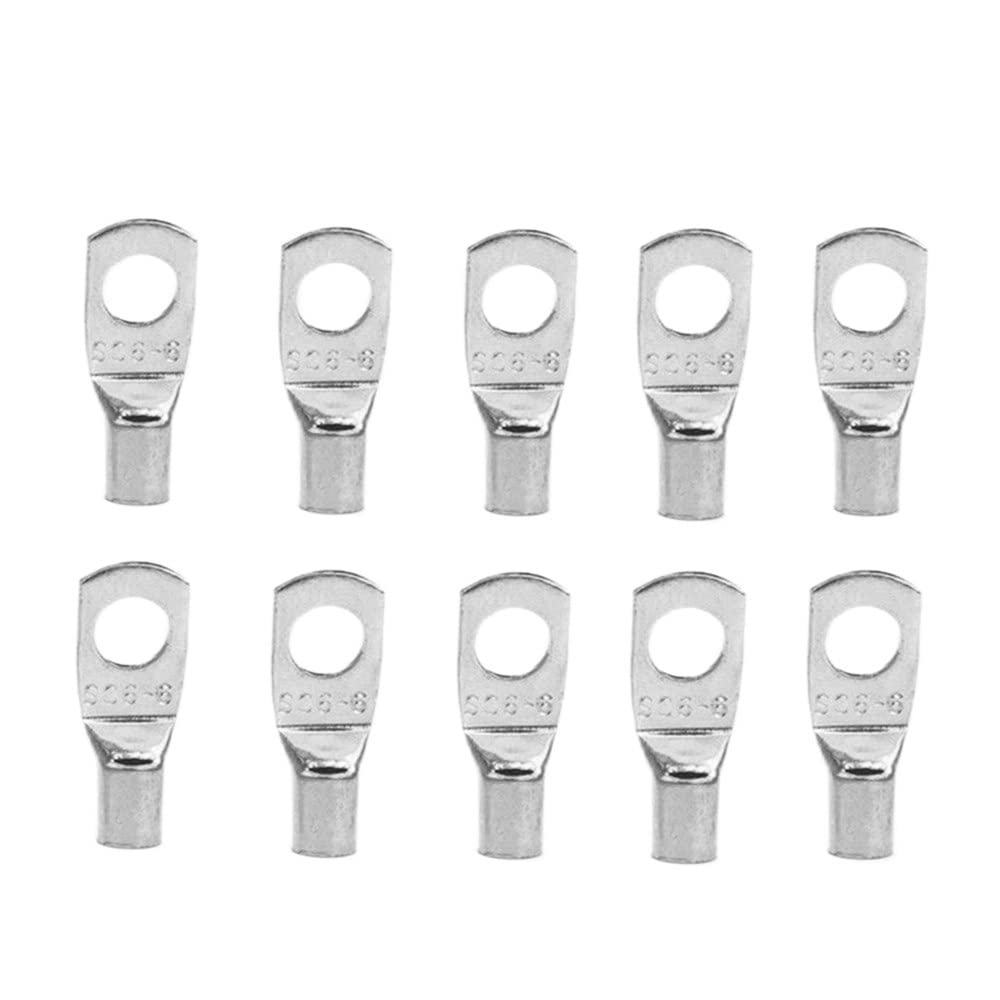 FJY-CONNCT, 10/25/50/100pcs Copper Lug Ring Wire Connector Bare Cable Electric Crimp Terminal SC6-6 SC6-8 SC10-6 SC10-8 SC16-6 SC16-8 SC25-6 (Color : SC6-6, Pins : 25pcs)