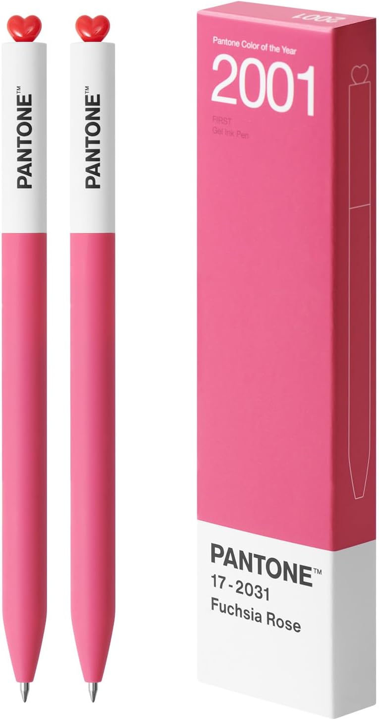 Kaco FIRST Gel Pens 2 Pieces with Black Ink, 0.5 mm Fine Point, Smooth Writing Experience, Aesthetic Cute Stationery for Journaling, Note Taking Pens (2001 Fuchsia Rose)