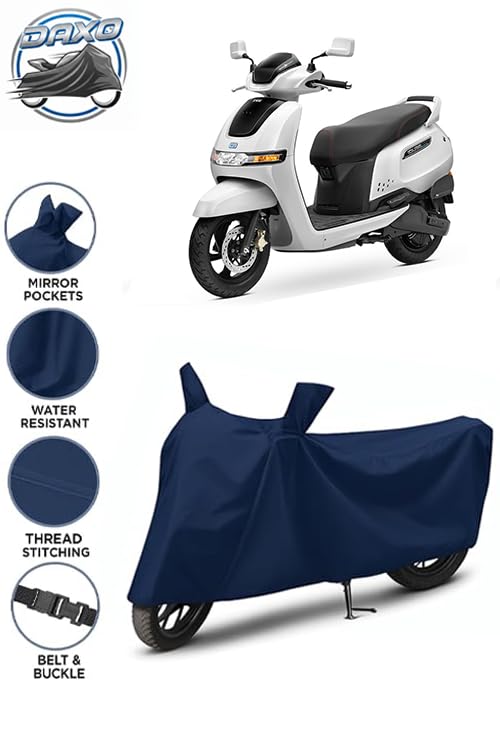 Image of Waterproof Scooty Cover for TVS Iqube Electric | All Weather Protection from Rain, Dust, UV Rays & Scratches with Mirror Pockets & Buckle Belt | Iqube Electric Scooty Cover