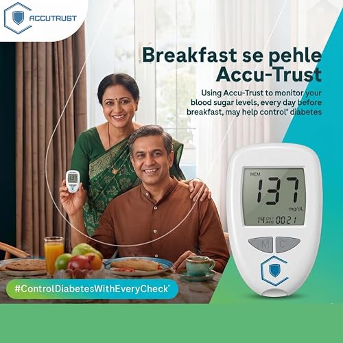 Image of Blood Glucose Monitor Kit with 50 Test Strips & Lancets | Diabetes Sugar Testing Machine | Fast & Accurate Digital Glucometer for Home Use