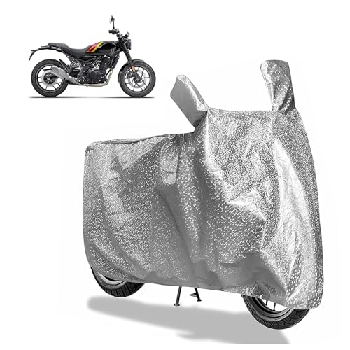 Image of Sulfar Bike Cover for Royal Enfield Guerrilla 450 (Roadster) | Waterproof, Dustproof & UV Protected | All Weather Two Wheeler Cover (Silver) New 2026 Variants