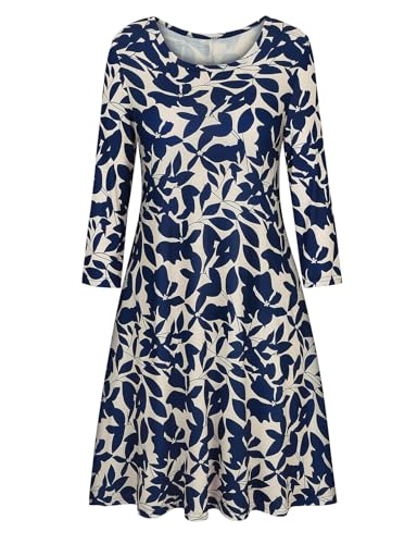 Image of Tanst Sky Womens Casual Round Neck Plus Size Floral Tunic Shirt Dress with Pockets