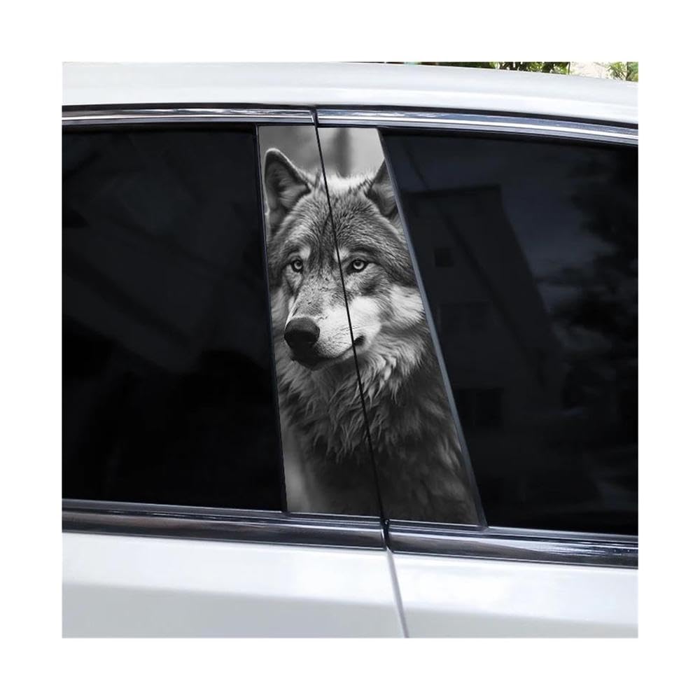 Body Parts 2pcs Wolf Head Car B-Pillar Sticker Waterproof Car Center Pillar Sticker(I)