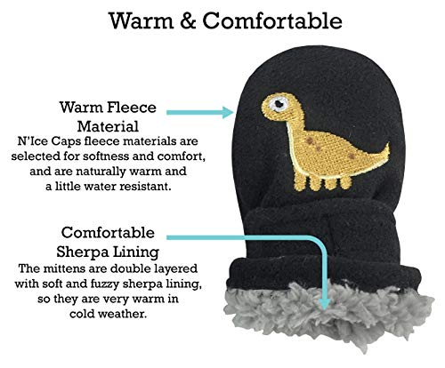 Image of N'Ice Caps Little Kids and Baby Easy-On Sherpa Lined Fleece Mittens - 2 Pair Pack