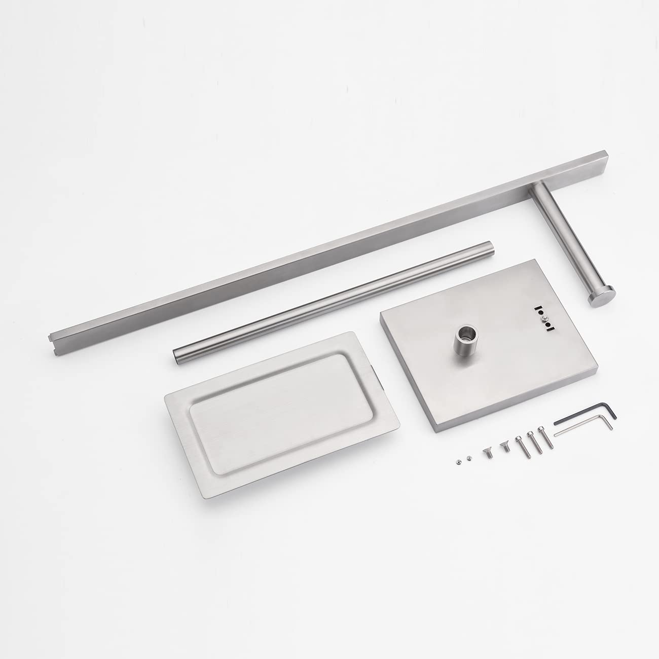 Miyili Porta carta igienica autoportante in acciaio inox con ripiano quadrato finitura spazzolata, F04N2