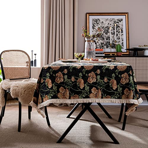Nappe rétro en tissu de table à thé rectangulaire et long tapis de repas imprimé