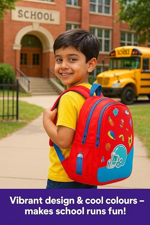 Image of rabitat Smash School Bag - 22Litres | Durable Backpack for Kids (4+ Years) | Comfortable Cushioned Back Support | Anti-Sweat Shoulder Straps | Water-Resistant | Bottle Pocket | 2-Year Brand Warranty