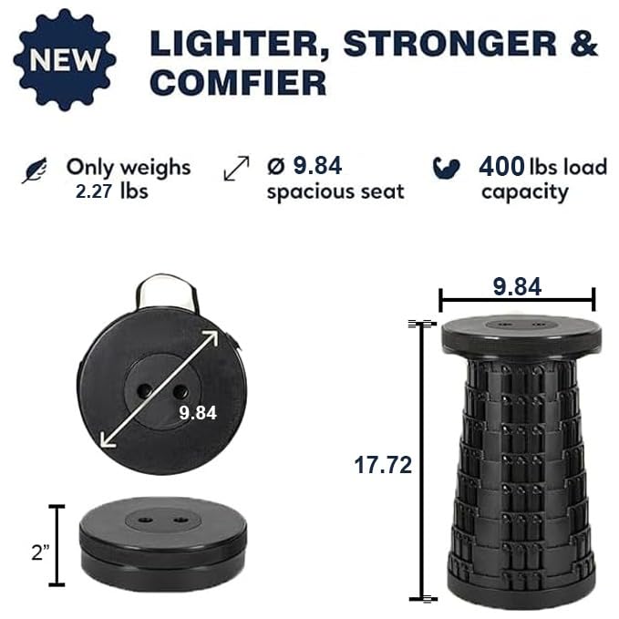 Collapsible Stool, Camping Stools for Adults with Load Capacity 550lbs?Upgraded Folding Seats with Carrying Straps for Outdoor Fishing Hiking Gardening Travel BBQ