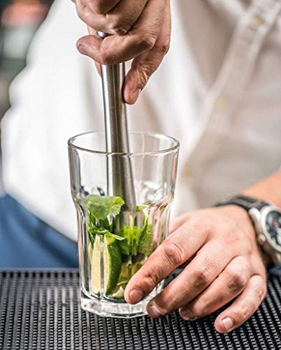 Socador Amassador de Frutas para Drinks Caipirinha de Inox com Ponta de Plástico 20,5x3,3 cm