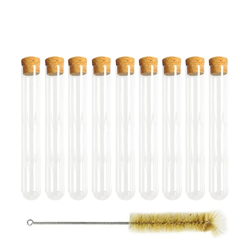 UKCOCO Tubos de prueba claros de cristal 20PCS con los tapones de corcho para el almacenamiento líquido del polvo de los experimentos científicos 20 x 150