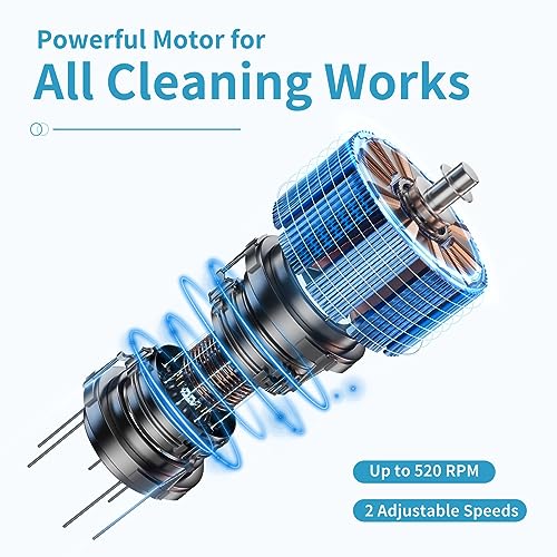 Electric Spin Scrubber, Upgraded Cordless Cleaning Brush with 8 Replaceable Cleaning Heads, Power Cleaning Tool Shower Scrubber for Floor Wall Tile Car (AZ1) - Image 6