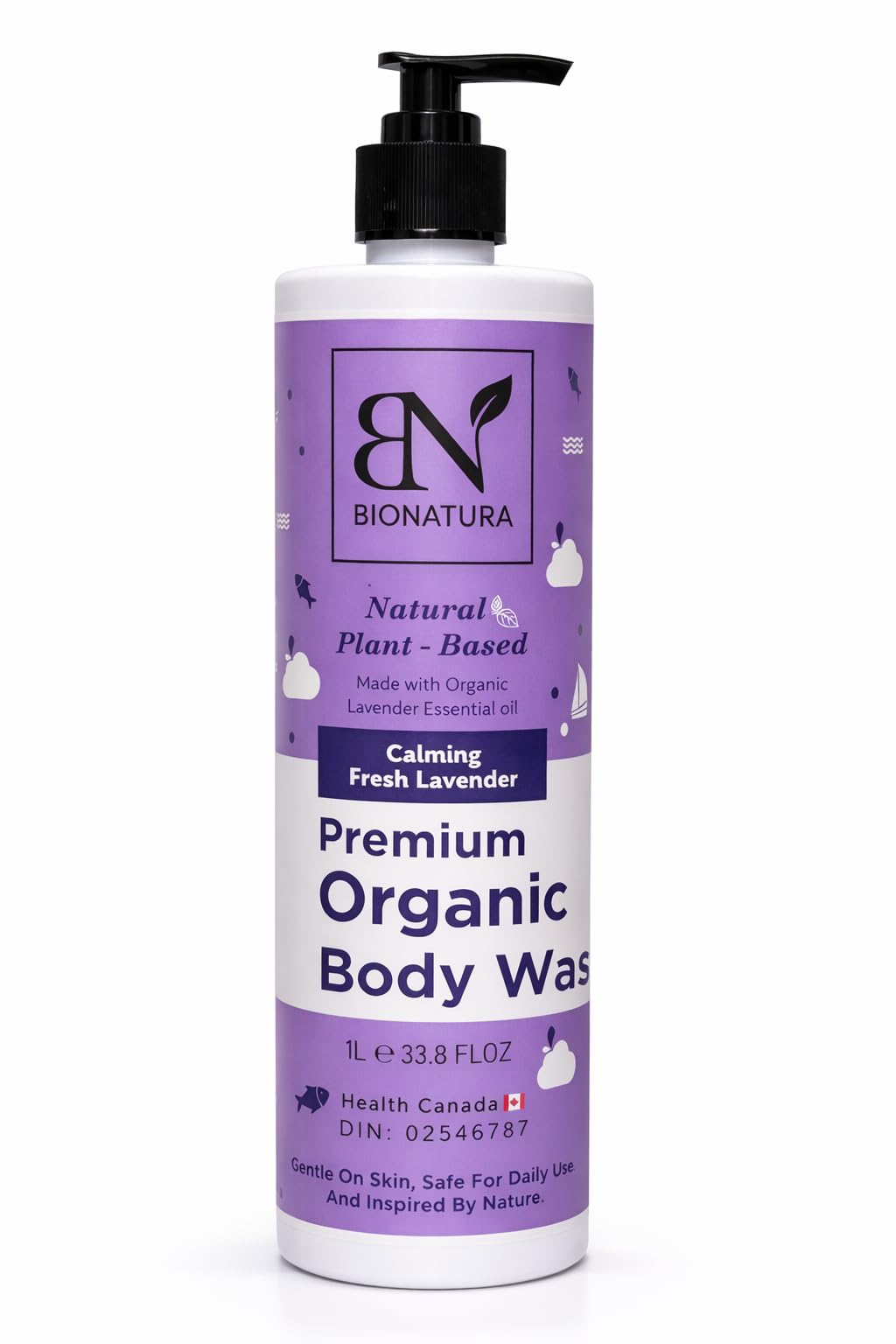 Organic Body Wash Made with Olive & Coconut Oils – Plant-Based, Moisturizing, Gentle Daily Cleanser (1 Liter)