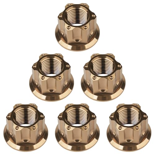 Image of Titanium M6 M8 M10 M12 M14 M16 Flange Bolt Nut Bicycle Motorcycle Rear Axle Car Modification Accessories Pack of 6 (M12 Pitch 1.5mm, Bronze)