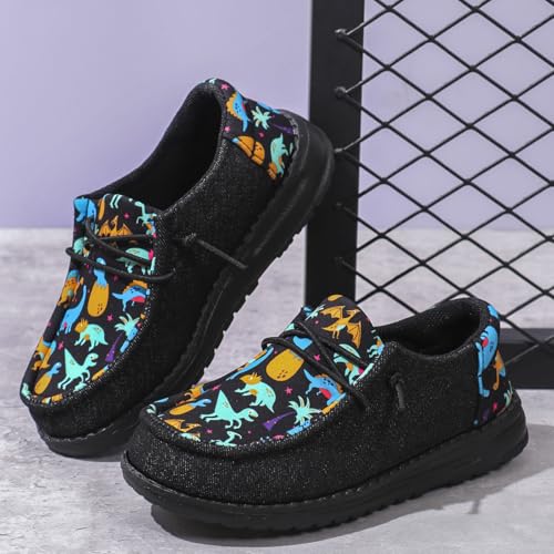 ZISTRO Boys Slip-On Shoes Light-Weight Loafers Dinosaur Lace Up Casual Boat Shoes(Toddler/Little Kid/Big Kid)3