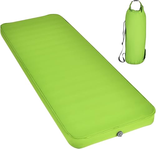 Giantex Almohadilla de dormir para campamento tapete de campamento autoinflable de 4 pulgadas colchón de aire ligero y compacto con bolsa de