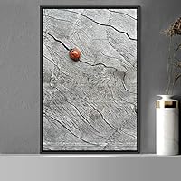 Framed Canvas Wall Art Ladybug Expressive Farmhouse/Country Home Office Insects Lake Multicolor Photography - 16x24 inches