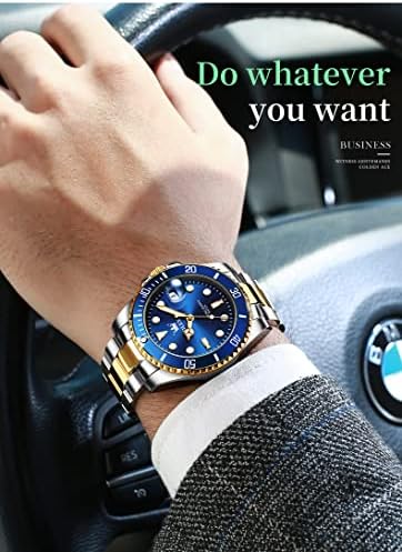 OLEVS Mens Watches Designer Calendar Dress Metal Stainless Steel Quartz Analog Waterproof Luminous Wrist Watch Gent Large
