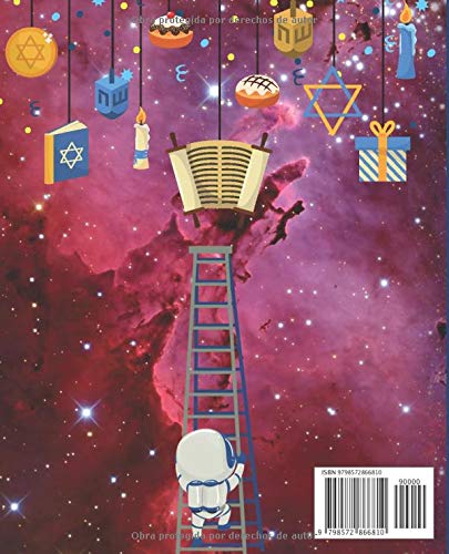 Miniatura 2 de Feliz Janucá Libro de bocetos y diario para niños Regalo perfecto para celebrar la festividad judía de Hanukkah Tema del espacio y los astronautas