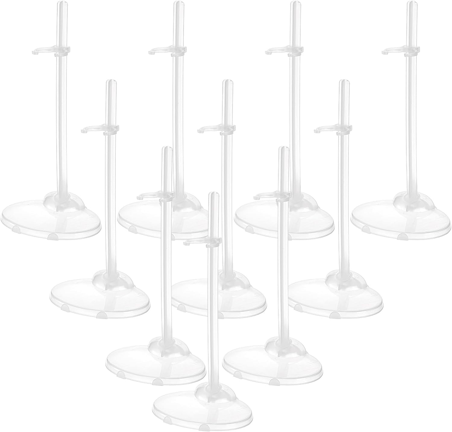 WUWEOT 40 Pcs Doll Stand Display Holder, Transparent Plastic, Adjustable for 28-33cm Dolls, White
