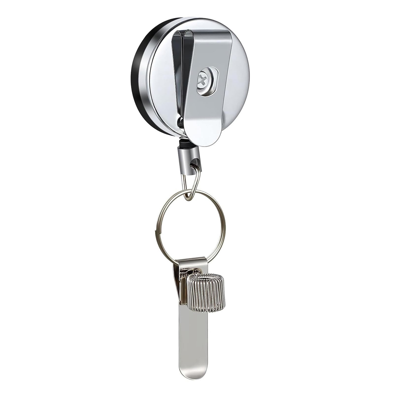 Multifunctional Clip Holders Sturdy Kirsite Featuring 68cm Retractable Design for Keychains Pen Organization Kirsite Portable Retractable Cord Clip