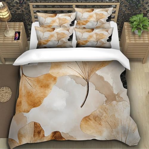 Parure de lit feuilles d'automne microfibre 140x200cm pour lit simple - 5