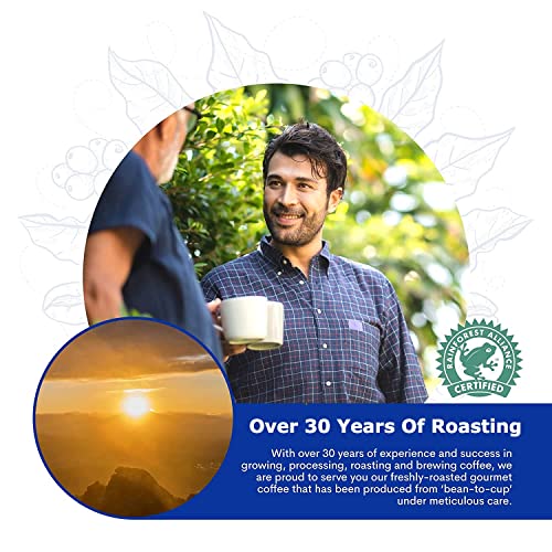 Cafe Blue &ndash; 100% Authentic Jamaica Blue Mountain Coffee from Clifton Mount Estate, Medium Roast Whole Bean, Premium Arabica Beans, Bag of 16 Ounces (1 Pound, 454 Grams)