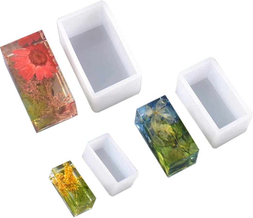 ARTOOL Rectangle Deep Casting Resin Art Mold Decorative DIY Flower Preservative Silicone Deep Casting Resin Mould Epoxy UV Resin Art Mould 1 inch Deep Set of 3