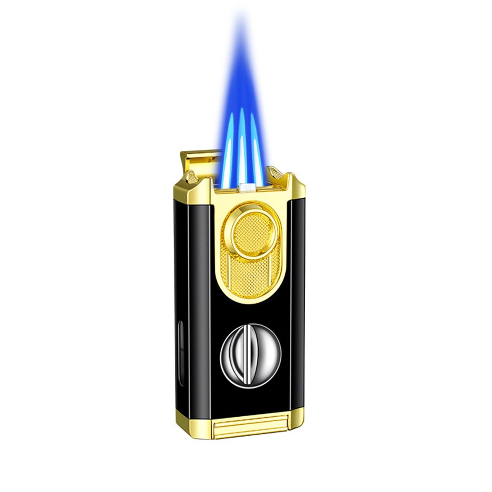Mechero de butano con llama ajustable, cámara de combustible visible, reutilizable, multifunción, para barbacoa, al aire libre, camping, regalo para hombres