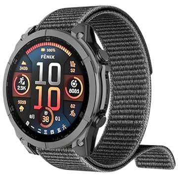 OVERSTEP Pulseira de relógio de secagem rápida compatível com Fenix 8 de 51 mm/Fenix 7X/Fenix 6X/Fenix 5X, pulseira esportiva de nylon tecido de 26 mm para smartwatch Garmin Epix Pro de 51 mm/Instinct