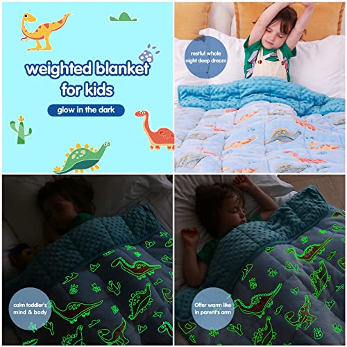 Yescool Kids Weighted Blanket (5 Lbs, 36" X 48",Dinosaur) Cooling Heavy Blanket For Sleeping Perfect For 40-60 Lbs, Throw Size Breathable Blanket With Premium Glass Bead #TOP1