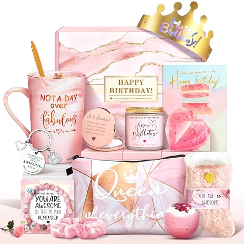 Jumway Not A Day Over Fabulous Mug Gifts Set- Birthday Gifts for Women – Funny Birthday Gift Ideas for Her,Friends, Coworkers, Her, Wife, Mom, Daughter, Sister, Aunt Ceramic Marble Mug 14 Oz