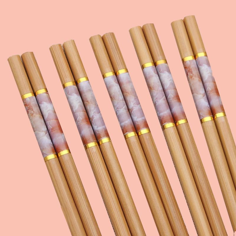 Palillos reutilizables de bambú natural, juego de palillos antideslizantes para fideos de arroz de sushi, vajilla china japonesa apta para