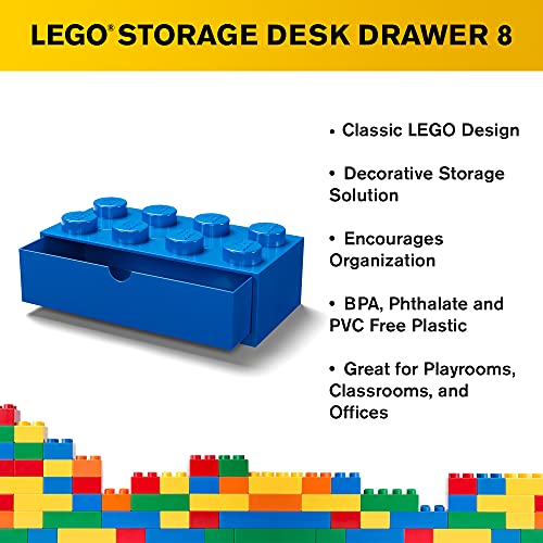 Tabletop storage box Lego 8 stud stackable bright blue desk drawer - 6