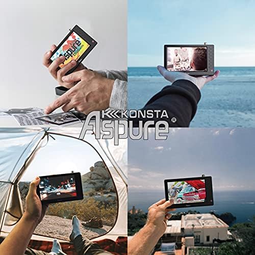 aspure Pocket 5 Inch Portable Digital DVB-T2 TFT HD Screen Freeview LED Mini TV with USB,TF Card input.Built-in Recharge Battery Television/Monitor for outdoor -D5