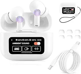 A9 Pro Touch Screen ANC Fones de ouvido sem fio TWS com cancelamento de ruído Bluetooth 5.3