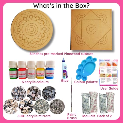 Image of Funtaala Lippan Art Kit and Craft Kit | DIY Art and Craft Kit | Craft Materials kit | Art Craft | Birthday Gift for Girls | Birthday Gift for Boys | Indian Folk Art | Lippan DIY
