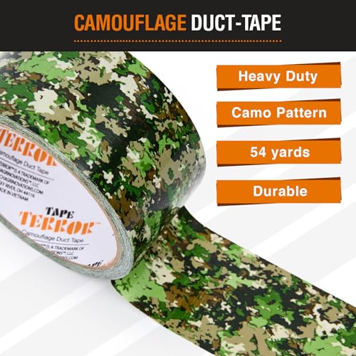 Image of Heavy-Duty Camo Packing Tape (1 Roll) - 48mm x 50m Per Roll | Strong Camouflage Tape for Concealing, Decorating, Crafts, Temporary Fixes, And More, Hunting & Outdoor Use