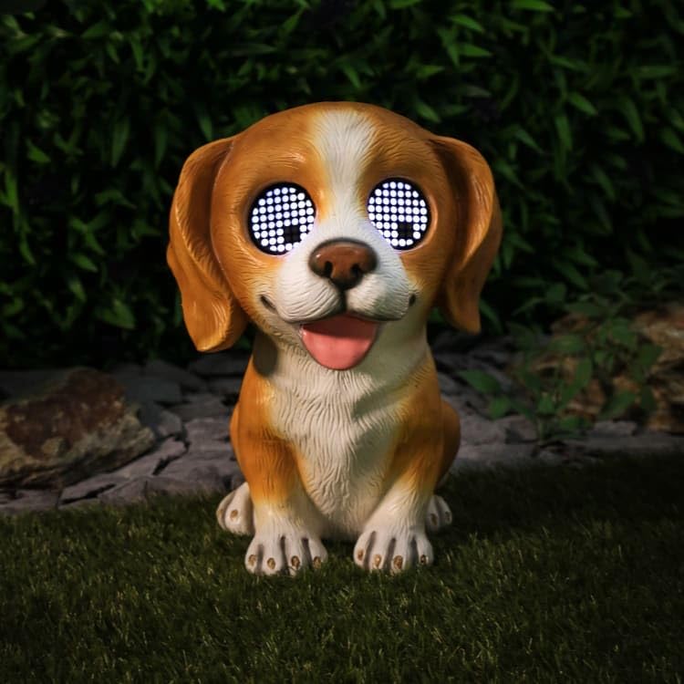 New Stunning Solar Powered Animal Light with Moving Eyes – Outdoor Garden Decoration with Cool White LEDs, Auto-On at Dusk, Includes Rechargeable Battery-A92 (Dog)