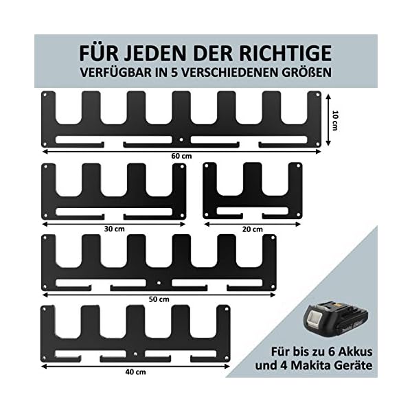 Meistergut® Premium Wandhalterung für Makita Akkus aus massivem Stahl [MADE IN GERMANY] - Stabiler Akkuhalter für Ordnung in der Werkstatt und Auto inkl. Befestigungs-Set - Profi Anbringung – Bild 6