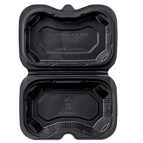 リスパック(Risupack) 使い捨て 容器 デリバリー テイクアウト ランチ 弁当 内嵌合蓋 バイオデリカ シェル BOX20 黒 25枚入 レンジ対応 日本製 RHDT051