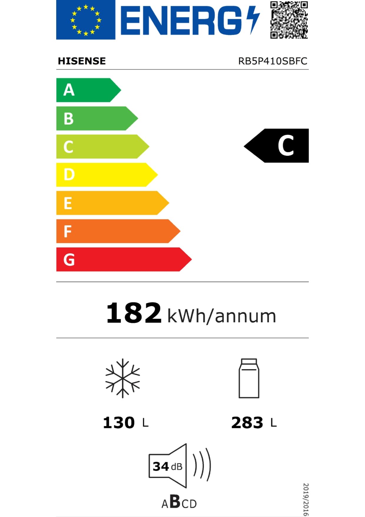 Hisense RB5P410SBFC Frigorifero Combinato Total No Frost, Nero Inox, 203x65,8cm, Classe C, 413L, large capacity, wifi, metal tech cooling, porta reversibile