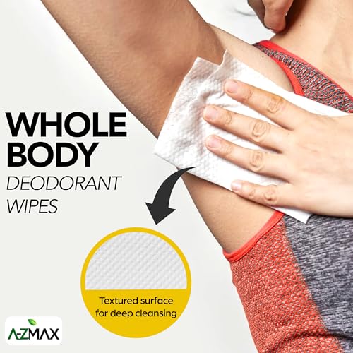 Image of A-Z MAX Deodorant Wipes Sweat & Odor Control for Men & Women, Individually Wrapped Bulk Whole Body Wipes for Travel Gym Wipe, 50 Count, 3 Pack