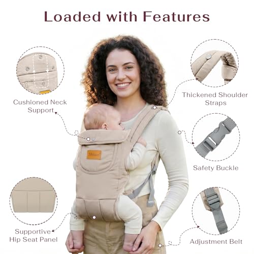 Image of Baby Carrier Newborn to Toddler(8-30lbs), Toddler Carrier Baby Holder Carrier with Adjustable Shoulder Strap, Chest Carriers, Beige