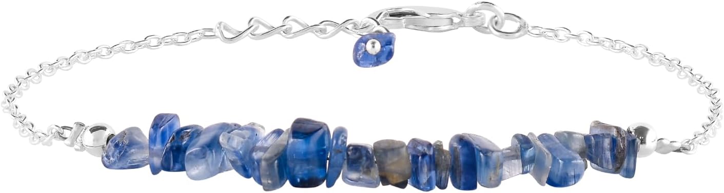Natural Gemstones Bracelets For Women Nuggets Bar Bracelet June Birthstone Silver Plated Jewelry Adjustable 7 to 8 inch Chain Chakra Crystals Trendy Gifts For Her Birthday