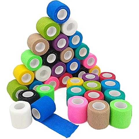 36 Rolls Elastic Self Adhesive Bandage Wrap 2 Inch, Breathable Non Woven Cohesive Bandage, Vet Wrap for Dogs, Ankle Sprains Swelling Medical First Aid Tape, Sports Athletic Tape (Rainbow) Cover