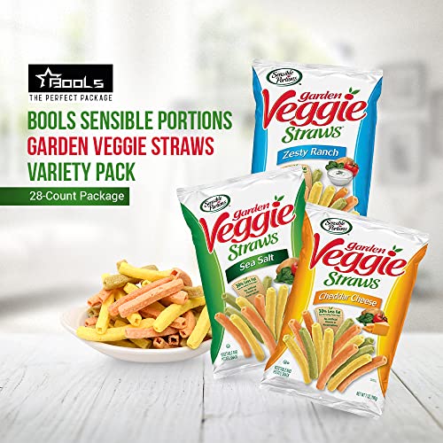 Sensible Portions Garden Veggie Straws Variety Pack, Sea Salt, Zesty Ranch, Cheddar Cheese, 1 Oz Bags, 28 Pack, Packaged By Bools Perfect At Work, Lunch Or Enjoy At Home! Great For Trips, Parties, School, Holidays And Care Packages. #TOP1