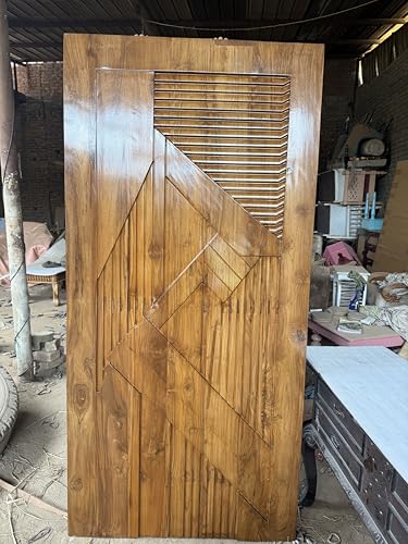 Image of Sagwan Wooden Made Fancy Gate for Your Home and Kitchen Front Door with Unique and Stylish Design Hand Carved Size 81x39 Inch Thickness 1.5 Inch, Brown