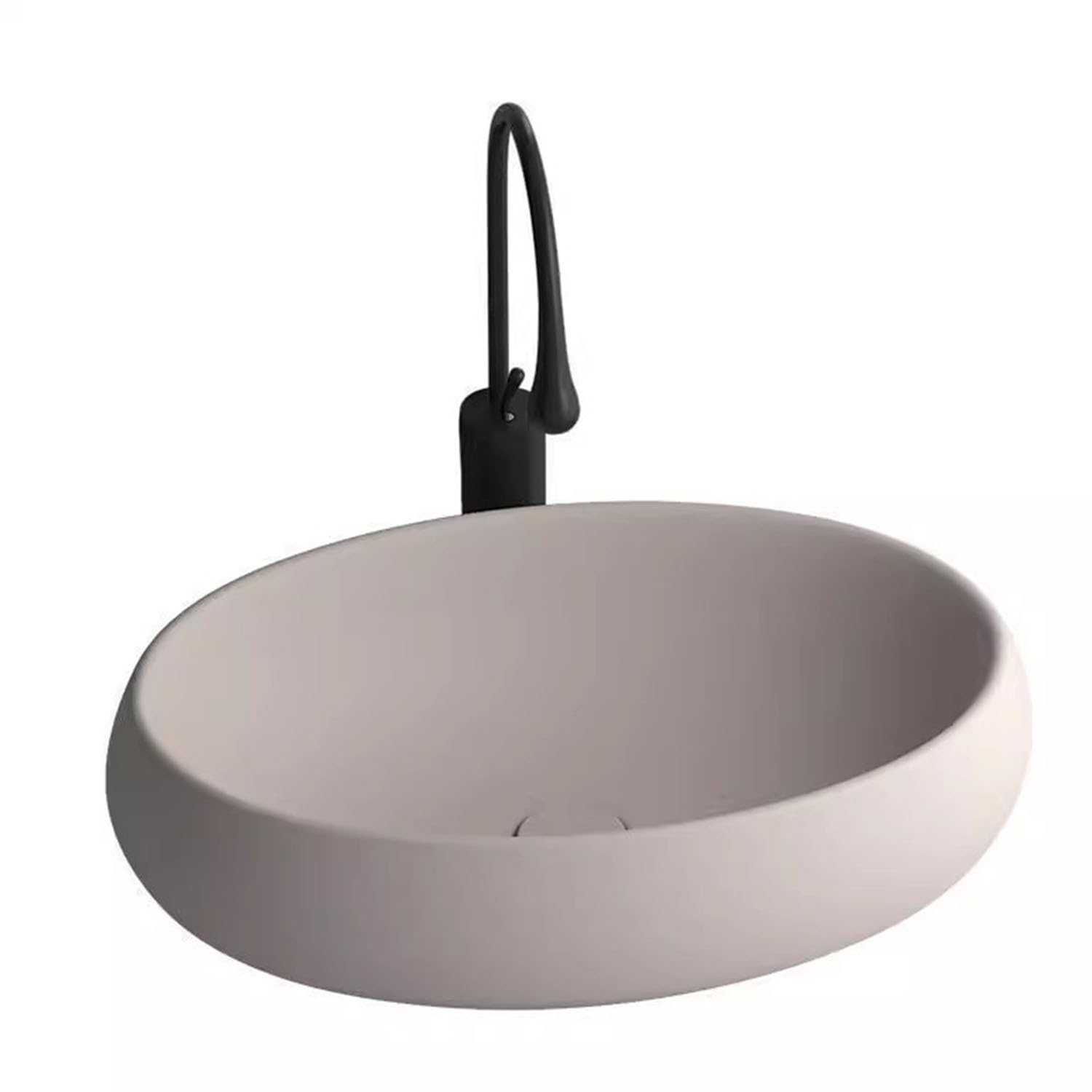 HYSOPSPX Ceramic Vessel Sink with Strainer and Pop-Up Waste, Above Counter Basin for Vanity Cabinet in Bathroom or Cloakroom